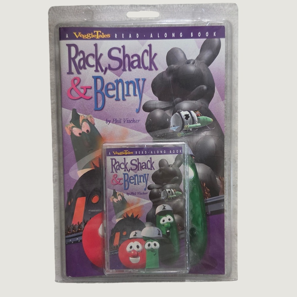 VeggieTales Rack Shack Benny Read Along Book and Cassette Tape 1997 New